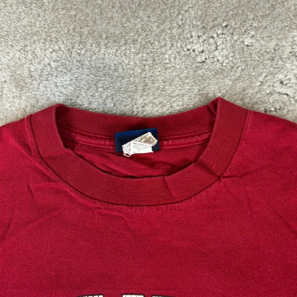 VTG Champs Sports Oklahoma Sooners T-Shirt Men Large Red Football Collegiate Tee